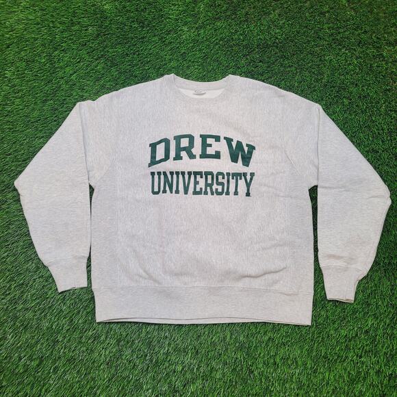 VTG 90s Champion Reverse Weave Drew University Sweatshirt Medium Heavyweight Y2K - Picture 1 of 11